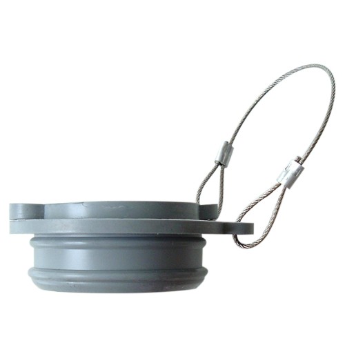 System V Inspection plug: Flange and Cap with Stainless Steel attached Lanyard